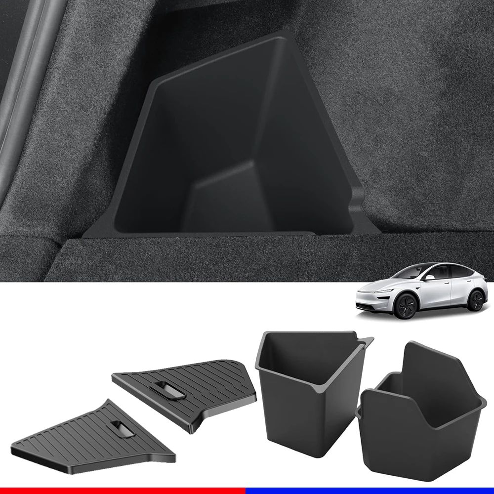 For 2025 2026 Tesla Model Y Trunk Organizer Trunk Storage Bins Cargo Mat Rear Trunk Side Storage Box Model Y Juniper Accessories