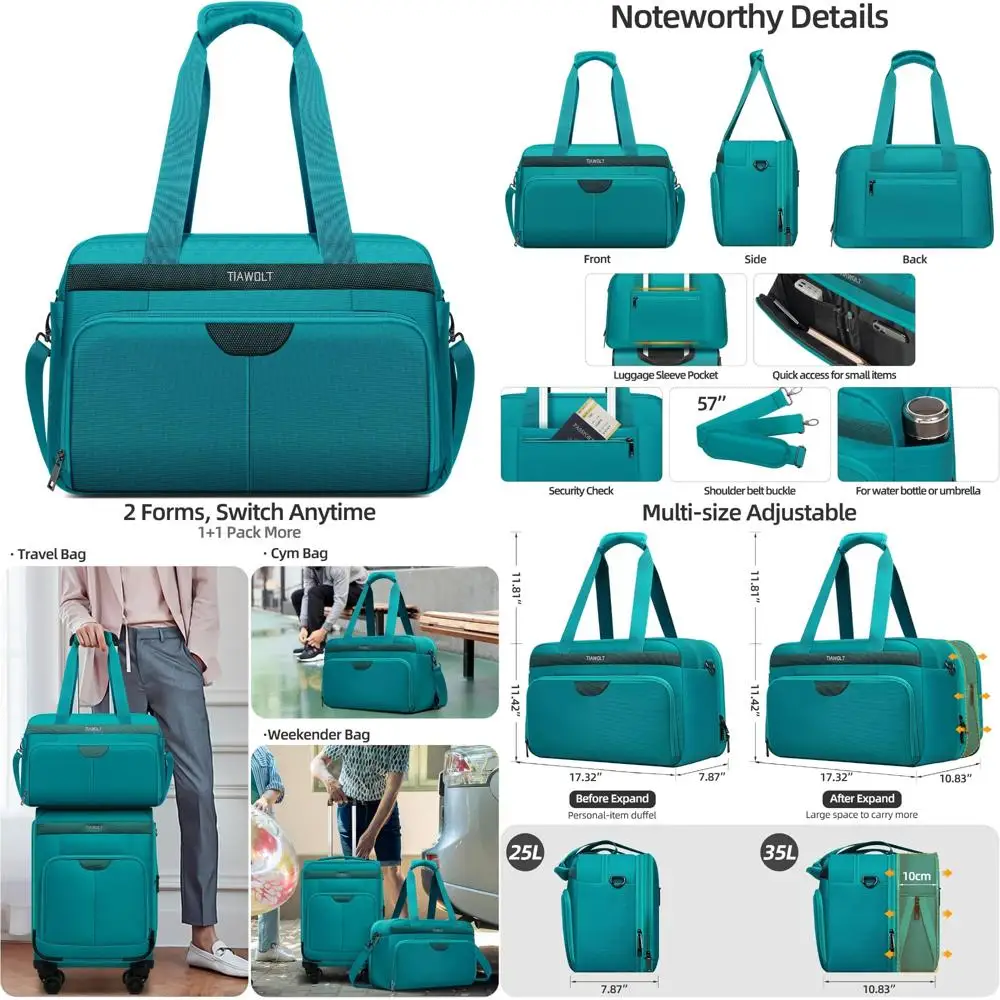 

Расширяемая дорожная спортивная сумка, одобренная авиакомпанией, ручная кладь Weekender для мужчин и женщин, идеально подходит для коротких поездок и предметов первой необходимости для путешествий