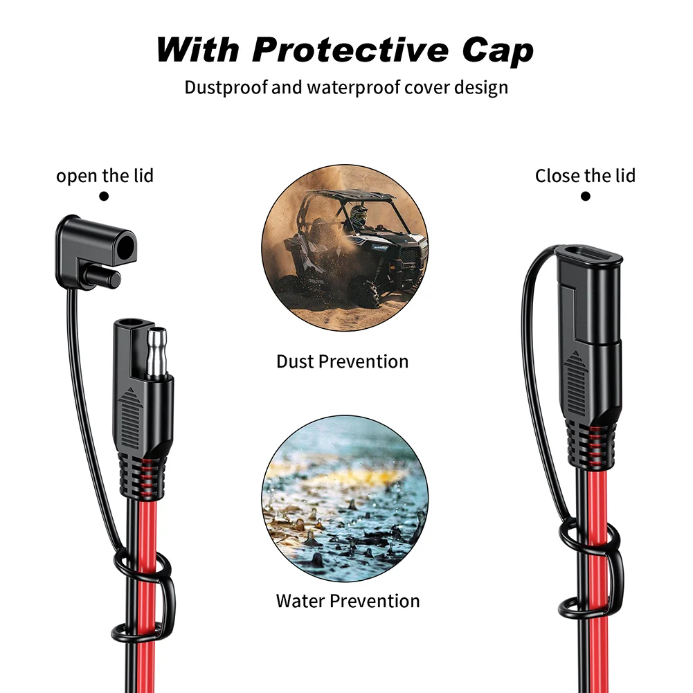 

Battery Charging Cable SAE To SAE 12V-36V Quick Disconnect Extension Cable 16AWG Automotive Extension Cable Waterproof Dustproof