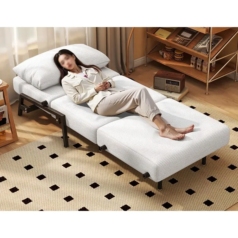 Sofa bed, folding dual-purpose single living room balcony study fabric small apartment sofa