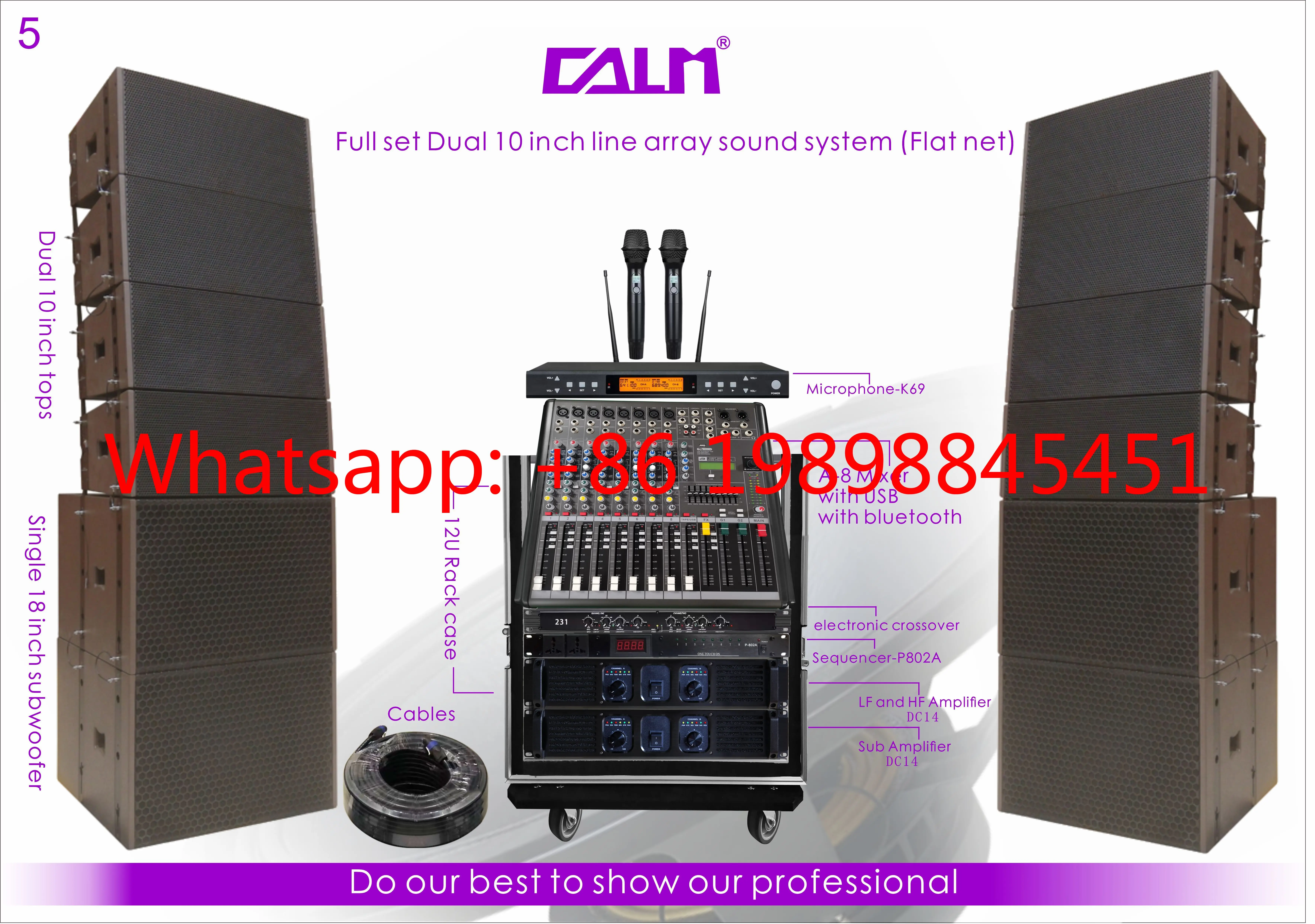 8000W Full Line Array PA System 8PCS Dual 10 Inch Top Speakers 4PCS 18 Inch Subwoofers For Concert Touring Events