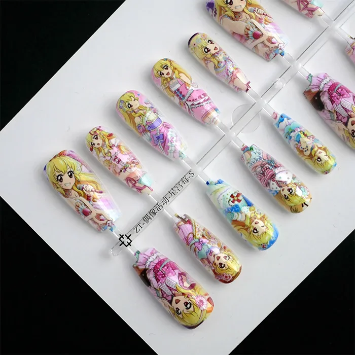 

Hoshimiya Ichigo Idol Cute Fake Nails Kawaii Anime False Nails Cartoon Girl Nail Art Accessories Manicure Press on Nails