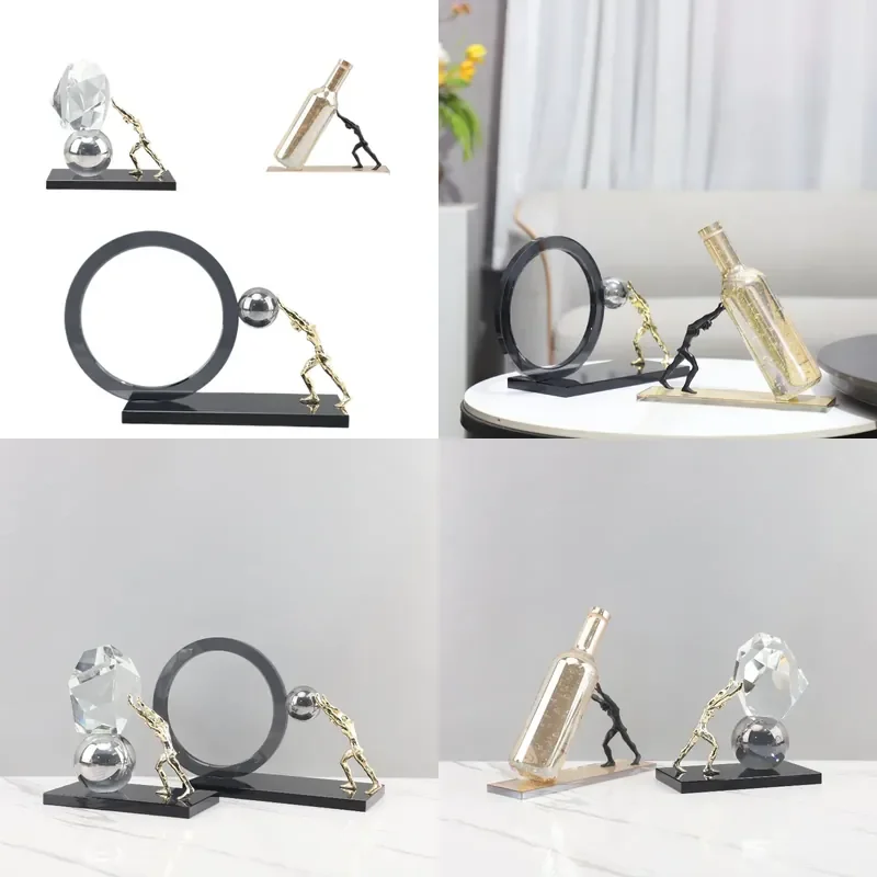 European Light Luxury Abstract Art Crystal Statuette Sculpture Decorative Ornament for Porch Study Soft Decoration Home Decor
