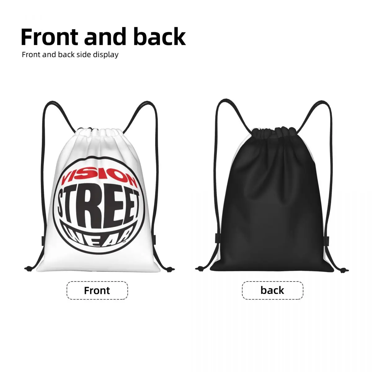 Custom Cool Vision Street Wear Drawstring Bag Women Men Lightweight Sports Gym Storage Backpack