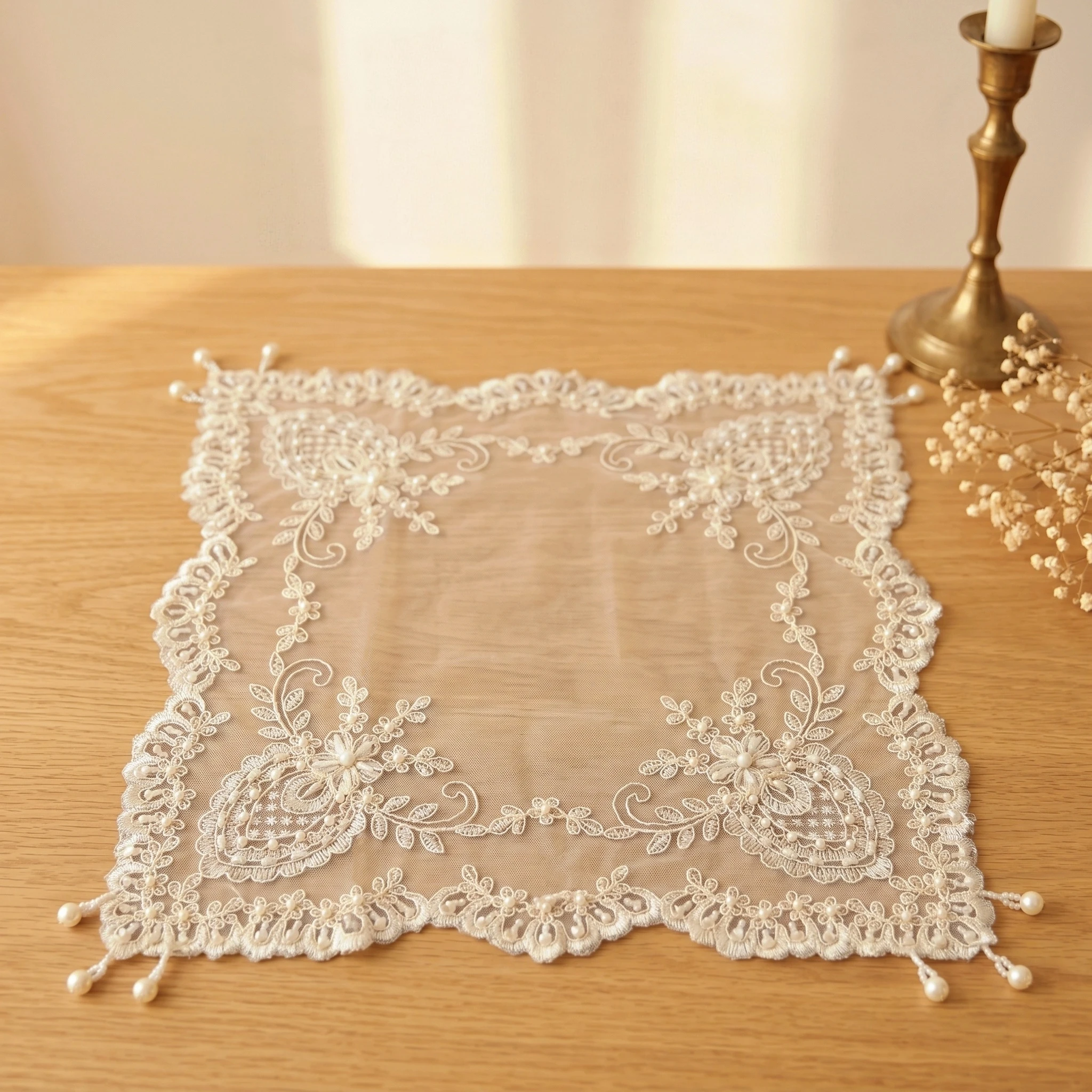 4pcs Wedding Placemat Set Lace Coaster Set Wedding Seat Mat Vase Mat Dining Table Decor Handmade Products Home Decor