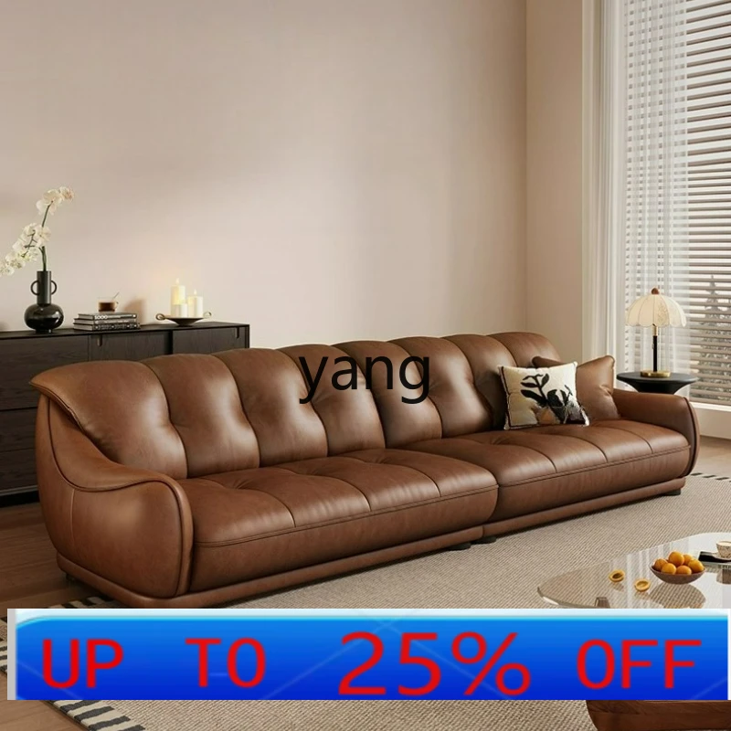 

LTT retro style first layer cowhide oil wax leather sofa living room medieval small apartment straight row sofa