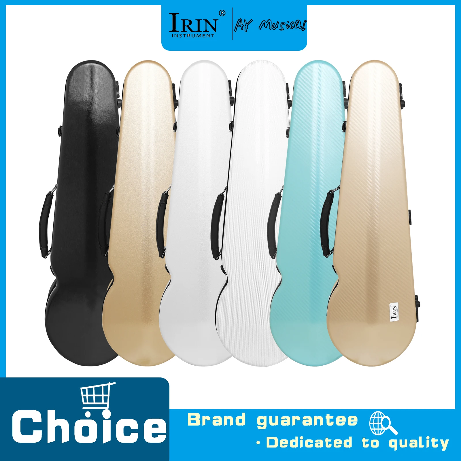 IRIN VB-115 1/2 Size Violin Composite Hard Case Shockproof Dustproof Violin Box Adjustable Shoulder Strap for Storage Protection