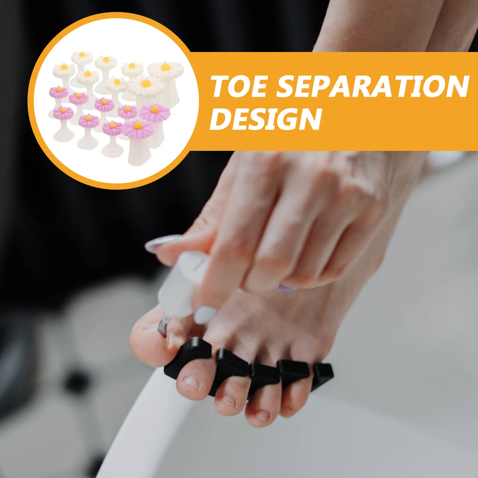 

16Pcs Toe Separators Silicone Soft Comfortable Nail Art Dividers for Pedicure Manicure Flower Design Reusable Toe Spacers