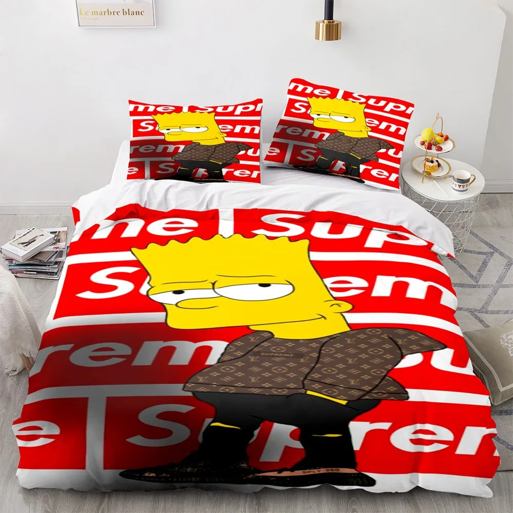 Homer Simpson Bedding Set,The Simpsons Duvet Cover,Anime Bart Simpsons Quilt Covers Bedroom Single Double King Size