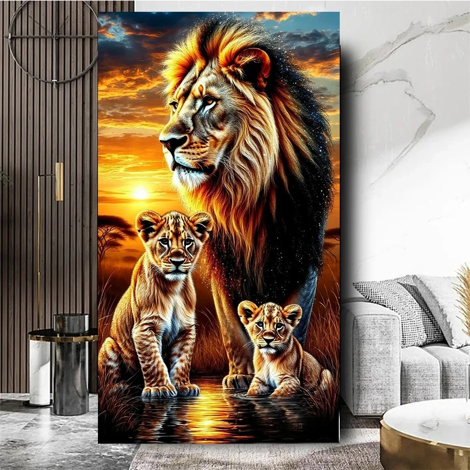 

Семья льва, алмазная живопись «сделай сам», новый полный квадратный круглый алмаз, художественная мозаика, ювелирные изделия, наборы для вышивки крестом, Рождественский подарок