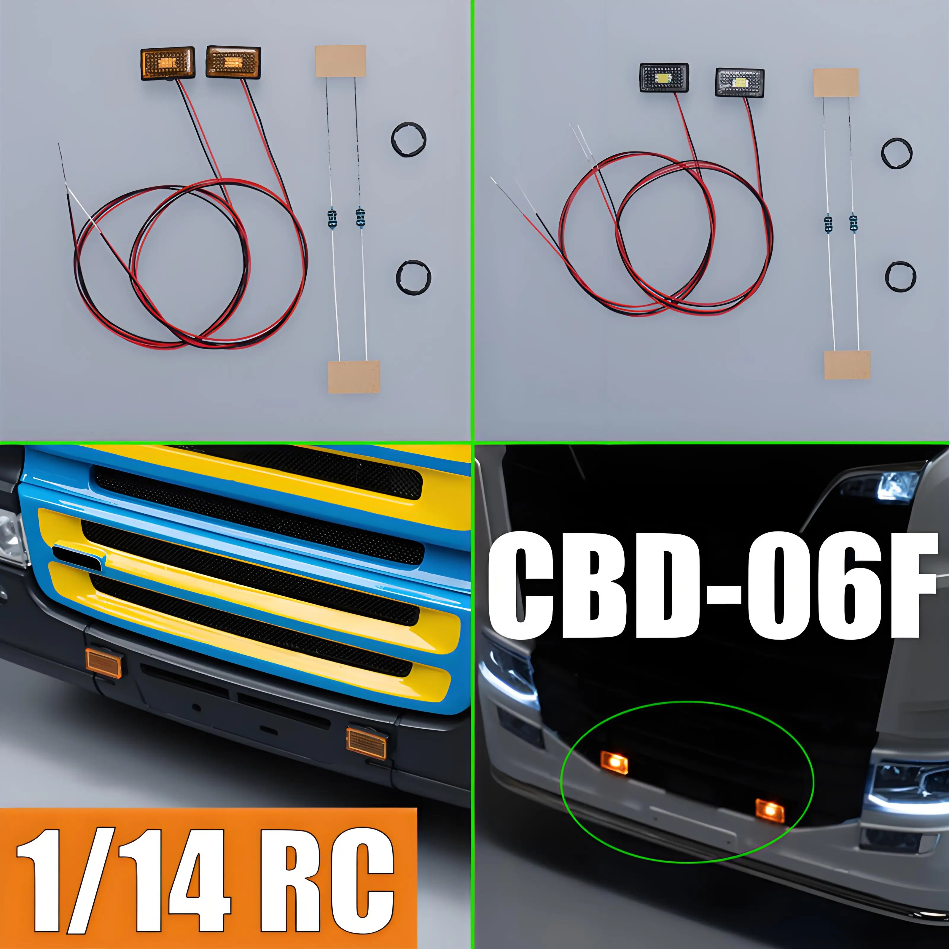 Simulation LED 3V Side Lights Warning lamp 1/14 RC Truck for SCANIA Tamiya 770S R620 for VOLVO ACTROS AROCS Model Car DIY Parts