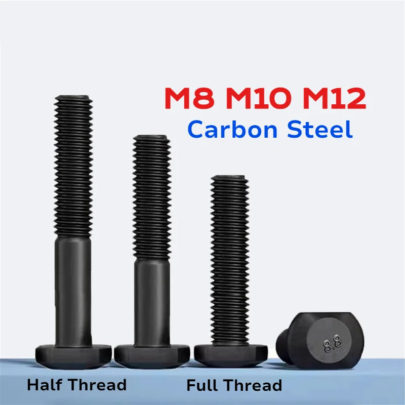 Carbon Steel  M8 M10 M12 Full/Half Thread Black T Shape Screw T-Slot Rail Track Rectangle Hammer Head Bolt Threaded Rod