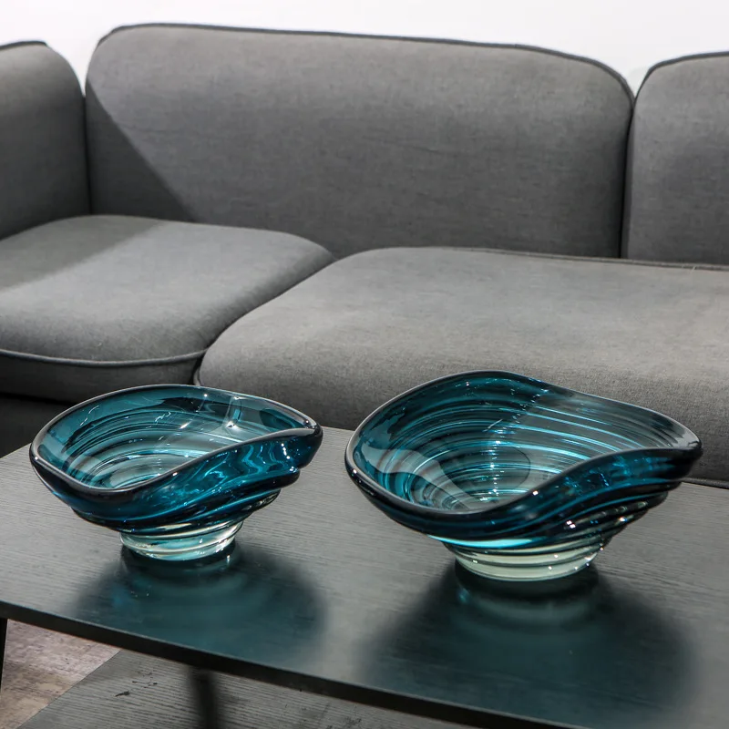 Modern fashion new glass fruit plate light luxury tabletop setting creative home model room soft decoration