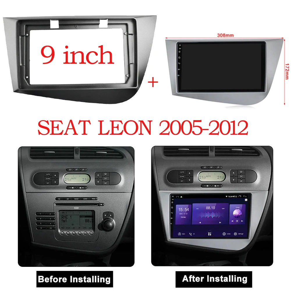 

9 INCH Car Radio Fascia for SEAT LEON 2005-2012 Dash Refitting Installation Mount Kit Stereo GPS DVD Panel CD Player Frame Bezel