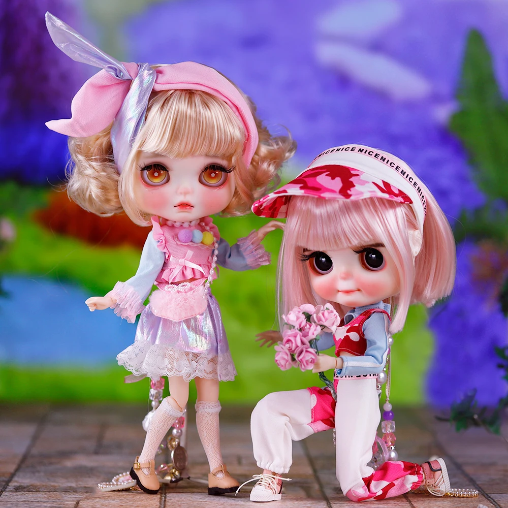 غاضب التشديد Ooak لطيف الكعك الطفل ICY DBS Blyth دمية منحوتة الشفاه ماتي الوجه 1/6 BJD Azone S أنيمي فتاة