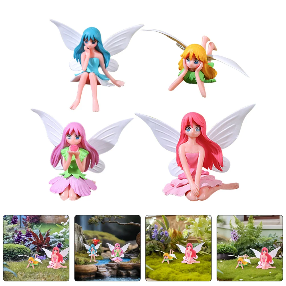 

Fairy Figure Accessories 4pcs Mini Figurines for Cake Decoration Flower Pot Bonsai Garden Indoor Outdoor Micro Fairy Craft Decor