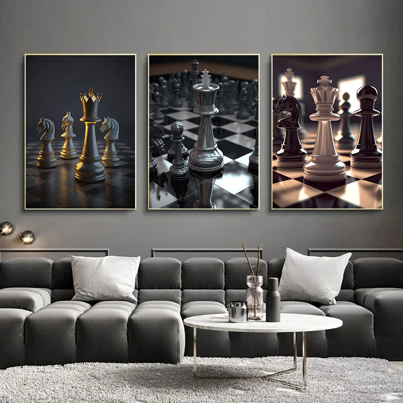 Chess Queen King Knight Board Games Sports Posters and Prints Canvas Printing Wall Art Picture for Living Room Home Decor Gift