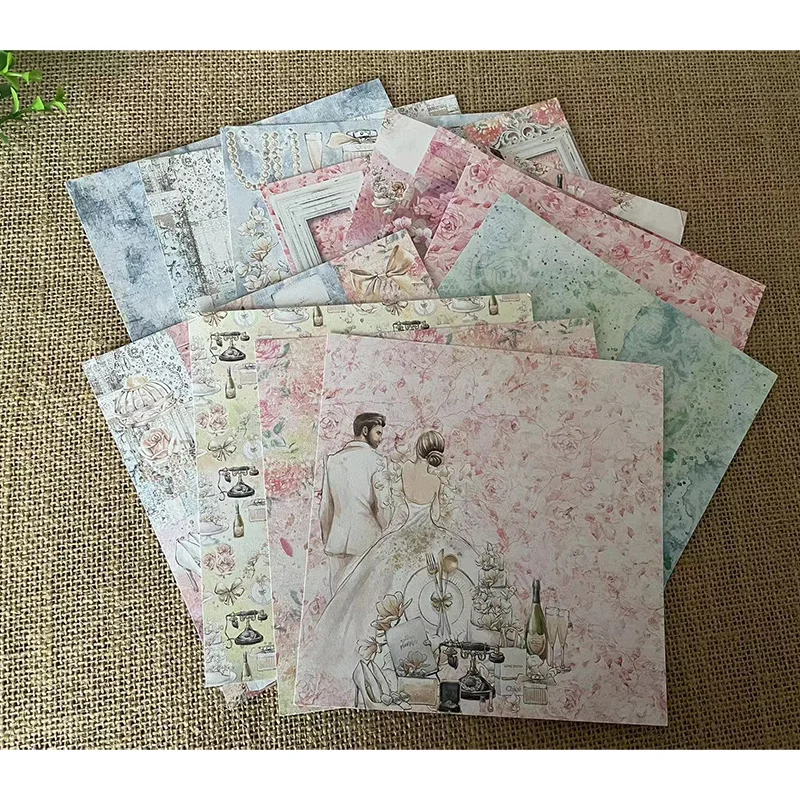 24sheets/Lot 6x6 Retro wedding Love Sweet Rose Background Scrapbooking Paper Packs For DIY Happy Planner Card Making Crafts