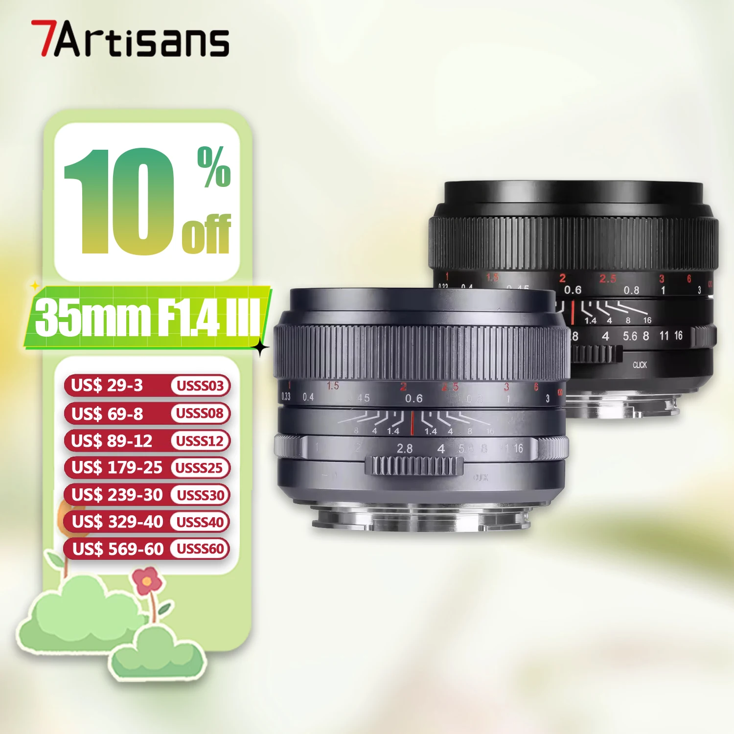 

7artisans 35mm F1.4 III Full Frame Large Aperture Camera Lens for Portrait Photography with Sony E A7RIII Nikon Z50 Canon R L