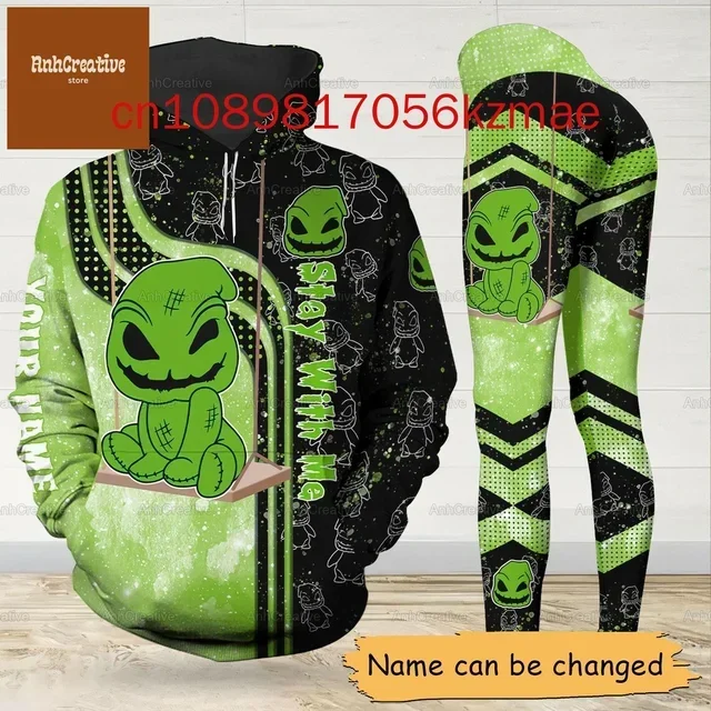 Disney Sally Hoodie und Leggings Damen Sportset Custom Nightmare Before Christmas Hoodie Yoga Hose Jogginghose Modesets