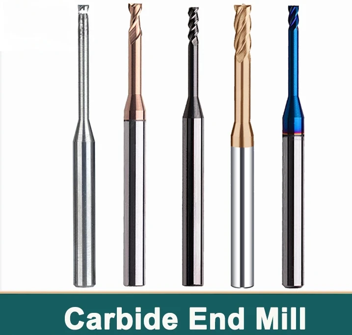 HRC55 Hrc60/65 2/3/4 Flute Tungsten Carbide End Mill Milling Cutter Cnc Routerbits Flute Endmills 1mm 1.5mm 2mm 2.5mm 3.0mm