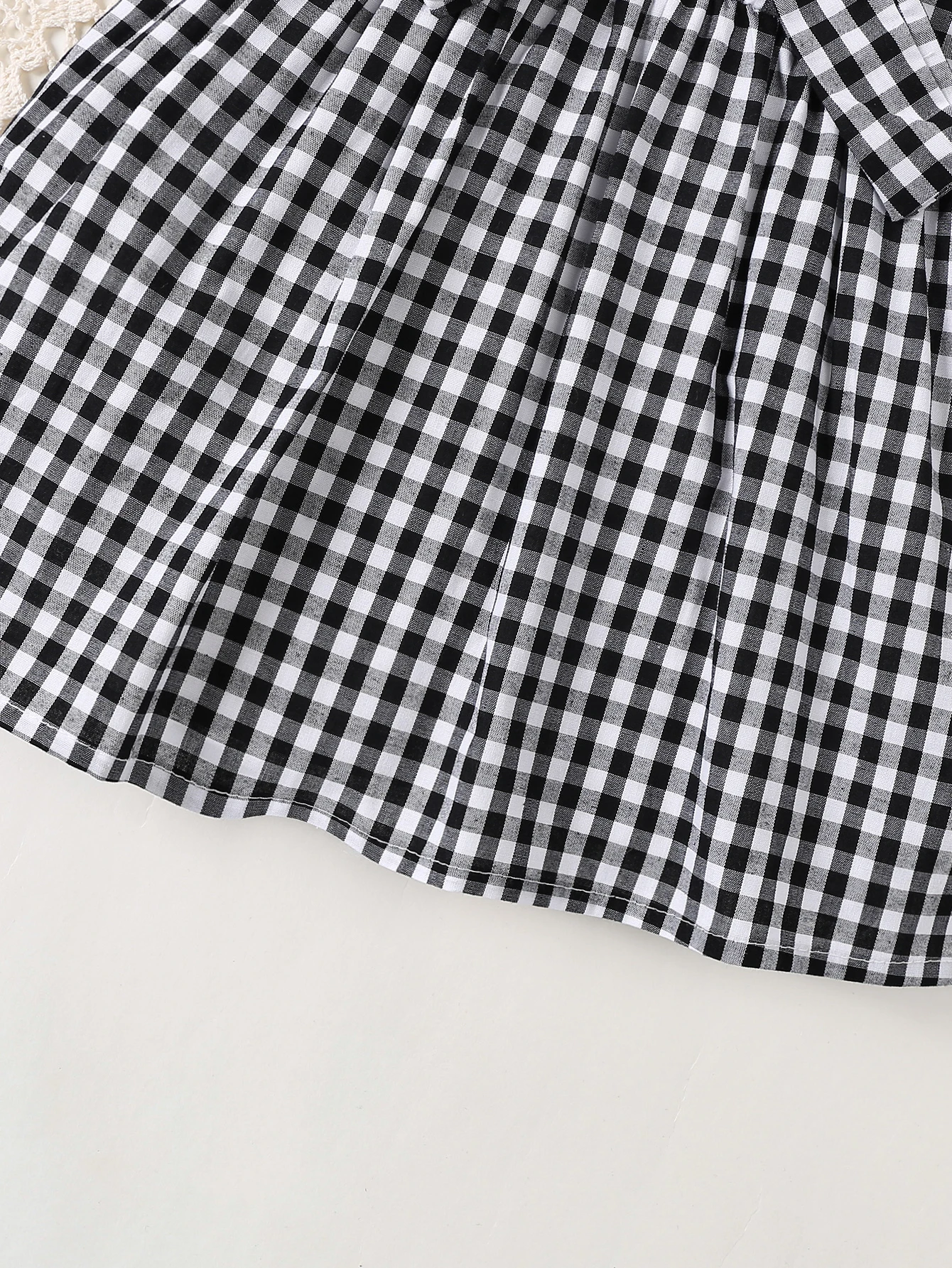 فستان كاجوال للفتيات الصغيرات مطبوع عليه حروف محبوكة بأكمام قصيرة مرقع منقوش مزيف مكون من قطعتين مزين بفيونكة فستان صيفي #6