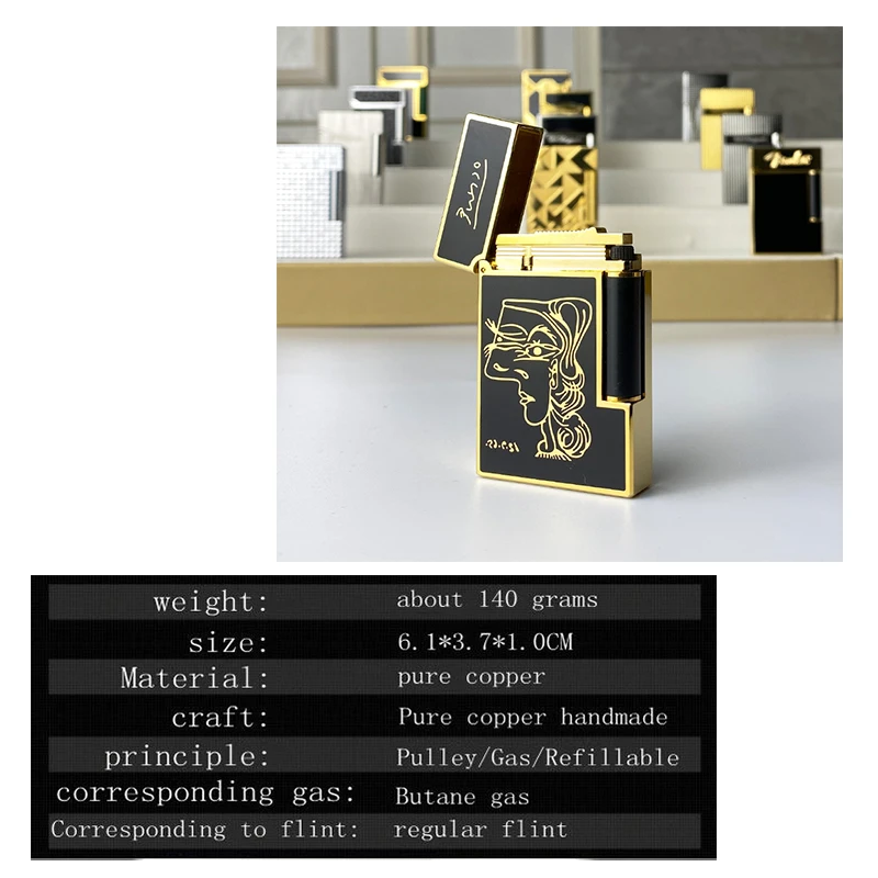 New commemorative edition single and double flame luxury lighter Ping Sound natural paint cigarette smoking butane lighter 18112