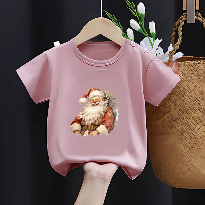 Kids Cartoon Santa Claus Iron On Heat Transfer Sticker For Clothes Pinted Vinyl Thermal Appliques Washable T-Shirt Decal