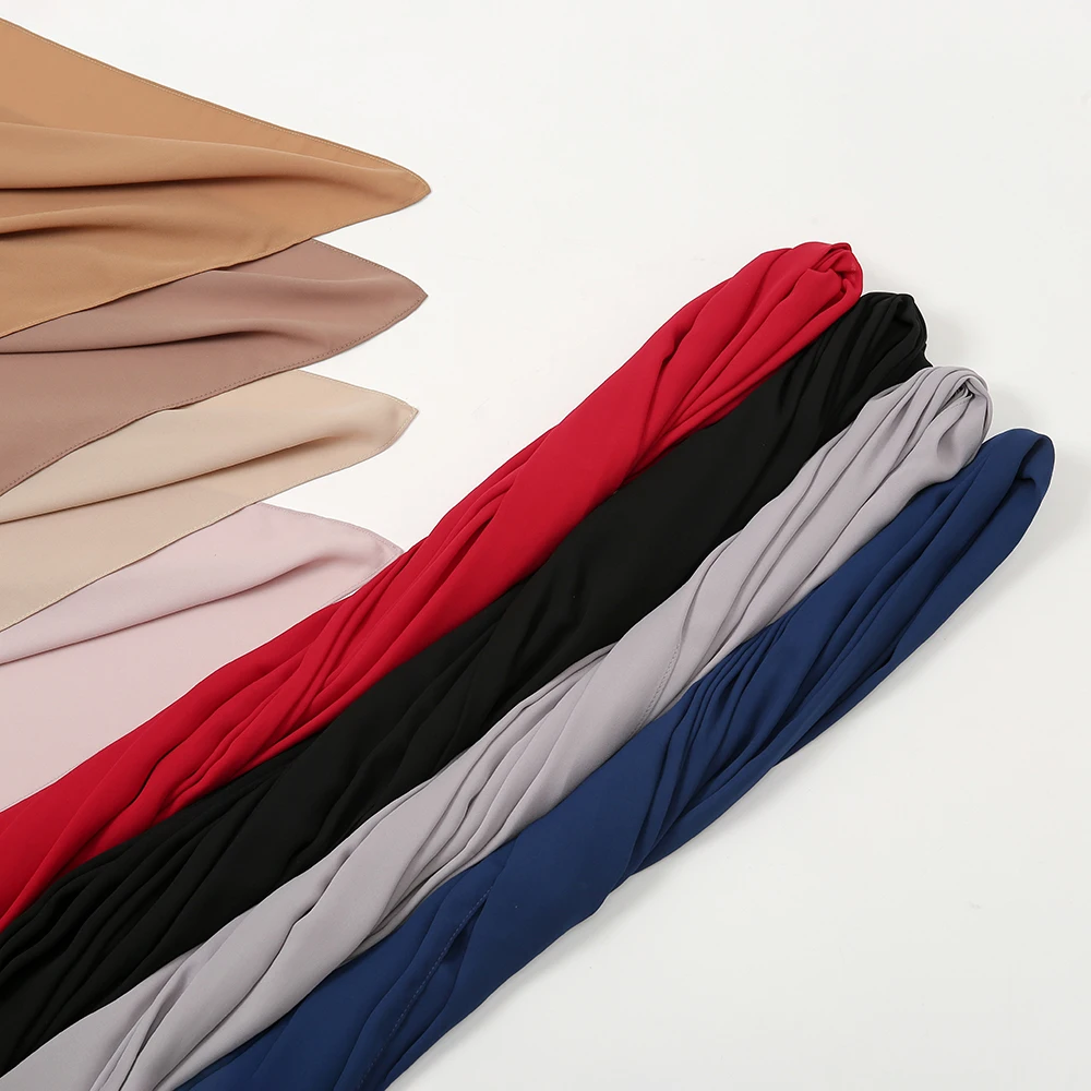 Fashion Plain Premium Heavy Chiffon Hijab Scarf Muslim Long Shawls Big Size Headscarf Wraps Headband Foulard Solid Color Bandana