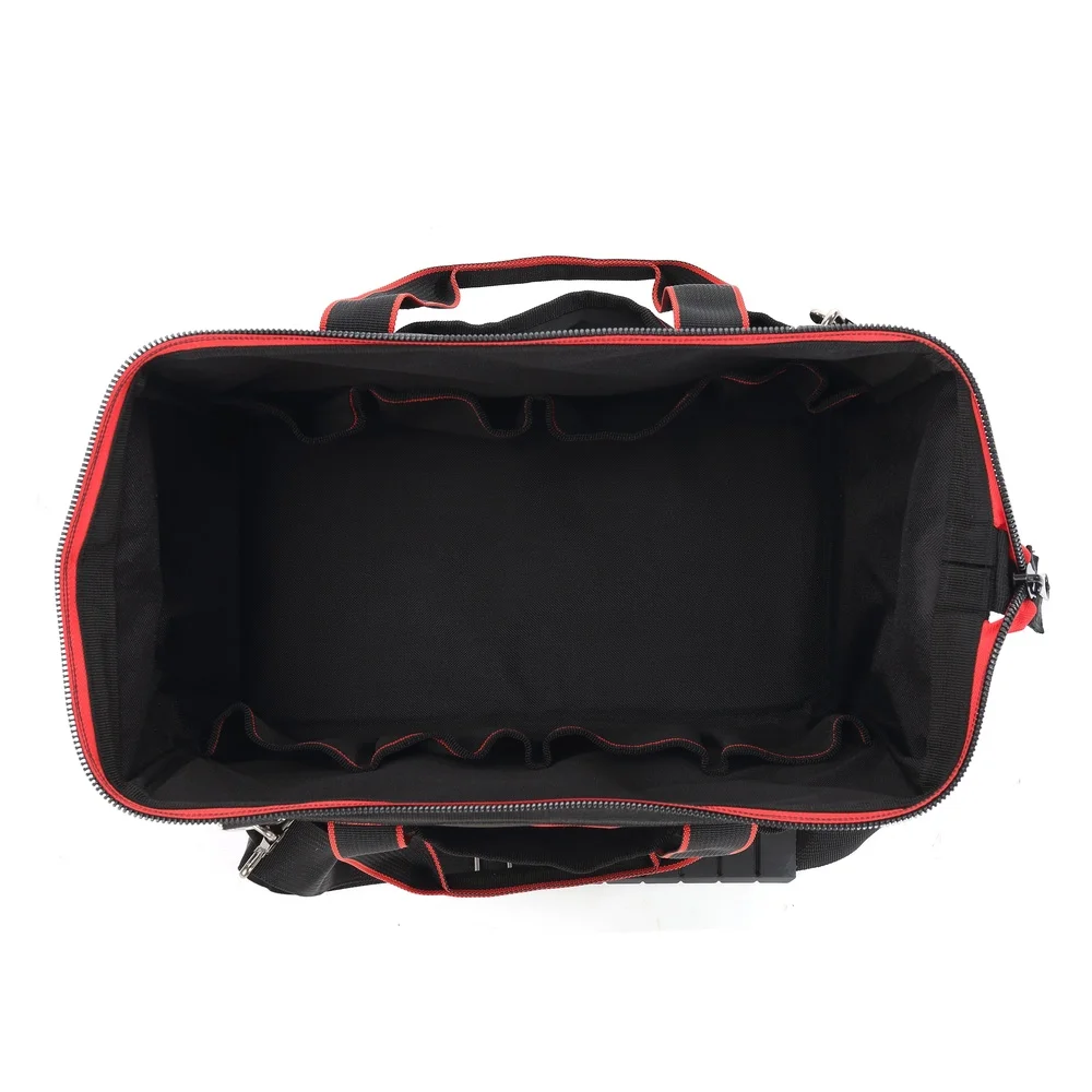 15인치 대형 입구 공구 가방 (내부 포켓 8개 포함) 내구성 있는 공구 캐리어, 조절 가능한 스트랩, 가정용 차고 작업 현장 수리용