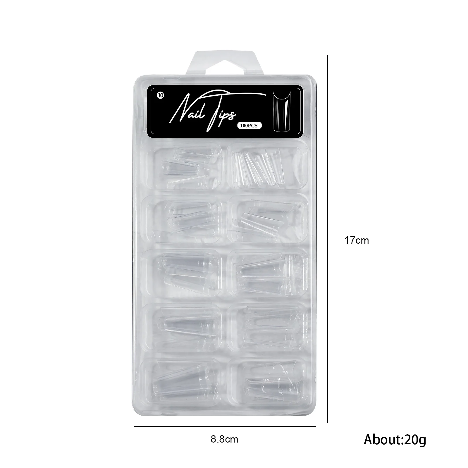 100 Stück transparente, halbmattierte Kunstnagelspitzen in Mandel-/Stiletto-/Coffin-/Quadratform, vollflächige Soft-Gel-Spitzen für DIY-Maniküre, zum Aufkleben ﻿ – Detail 11