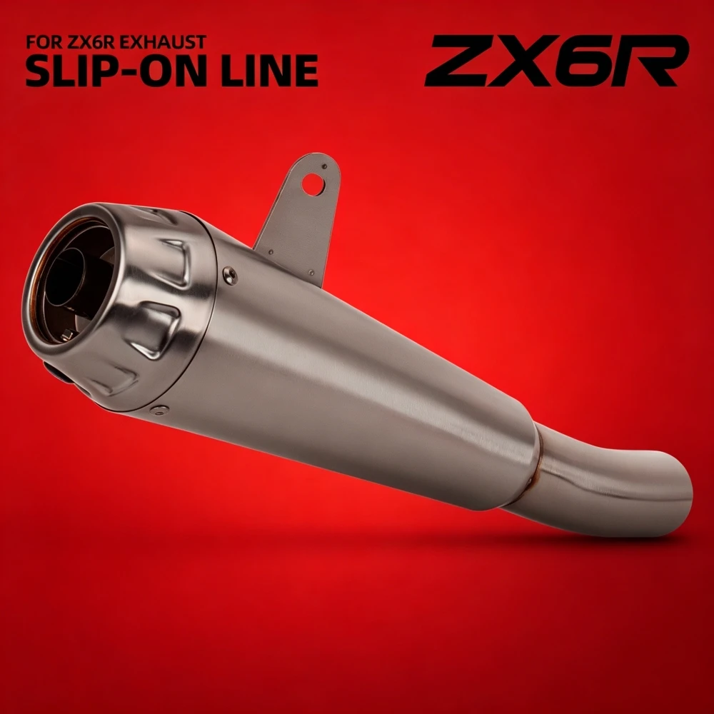 

Moto High Performance Exhaust Tube For Kawasaki ZX6R ZX-6R 2009-2026 Slip on Line Motorcycle Tail Pipe Muffler with DB Killer