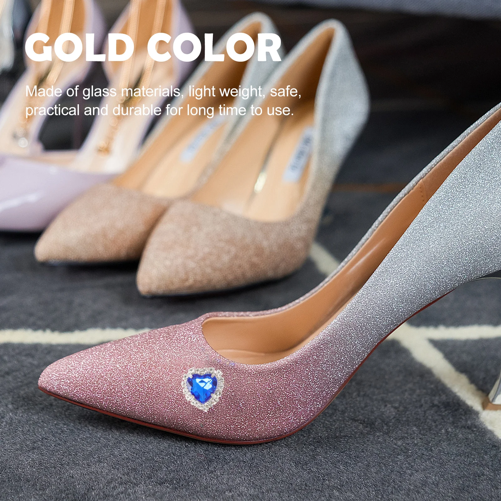 

6 pcs Glass Shoe Clips Women Shiny Delicate Shoe Buckle Decorations Decorative Charm Accessories Wedding Party Use Lightweight