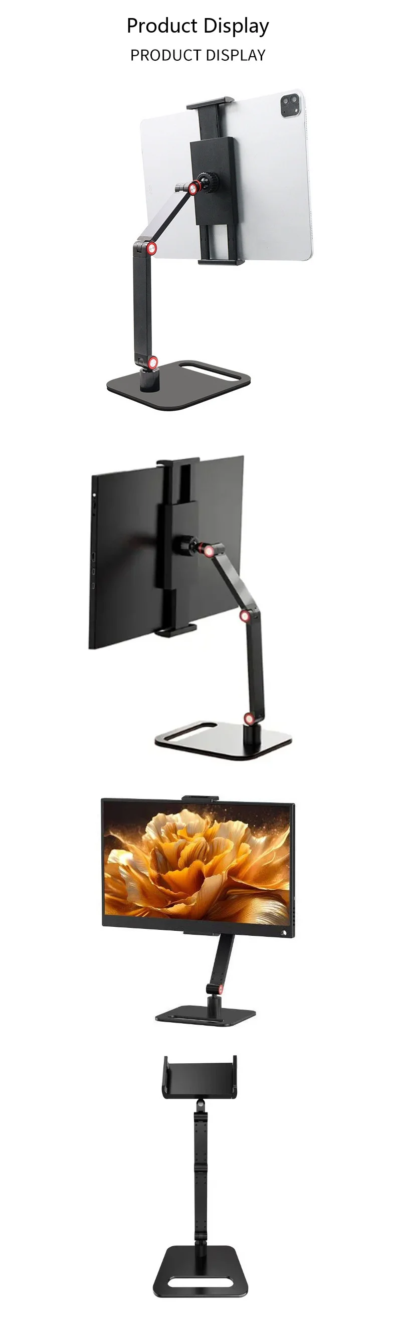 360 ° Drehbarer Monitorständer, faltbar, 4 Ausführungen, stabile Tischhalterung für Laptop, Tablet, Telefon, aus Legierung – Detail 8