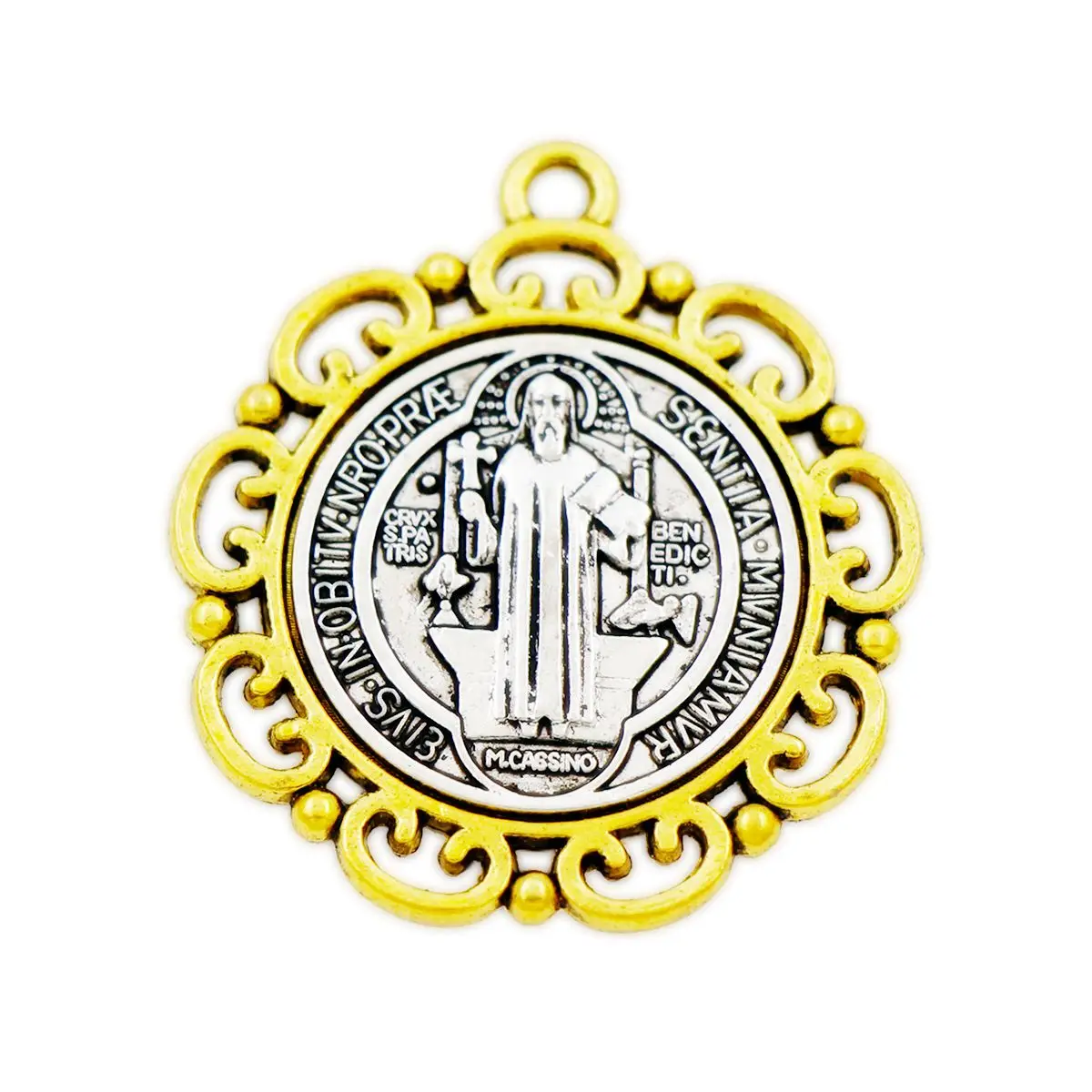 

20pcs Zinc Alloy and Saint St Benedict Medal Cross Spacer Charm Beads Pendants L1705 37x33mm