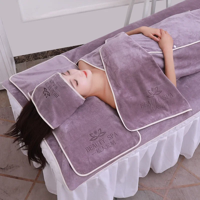 Headband Bathrobe Massage Bed Cover and Facial Towel Pack Luxury Beauty Salon Towel Set Bath Towel