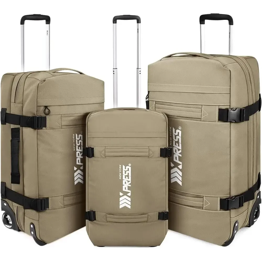 

Набор из 3 предметов: чемоданы с колесами и ручкой (20, 26, 30 дюймов) - водонепроницаемые дорожные сумки для мужчин и женщин, бежевый цвет