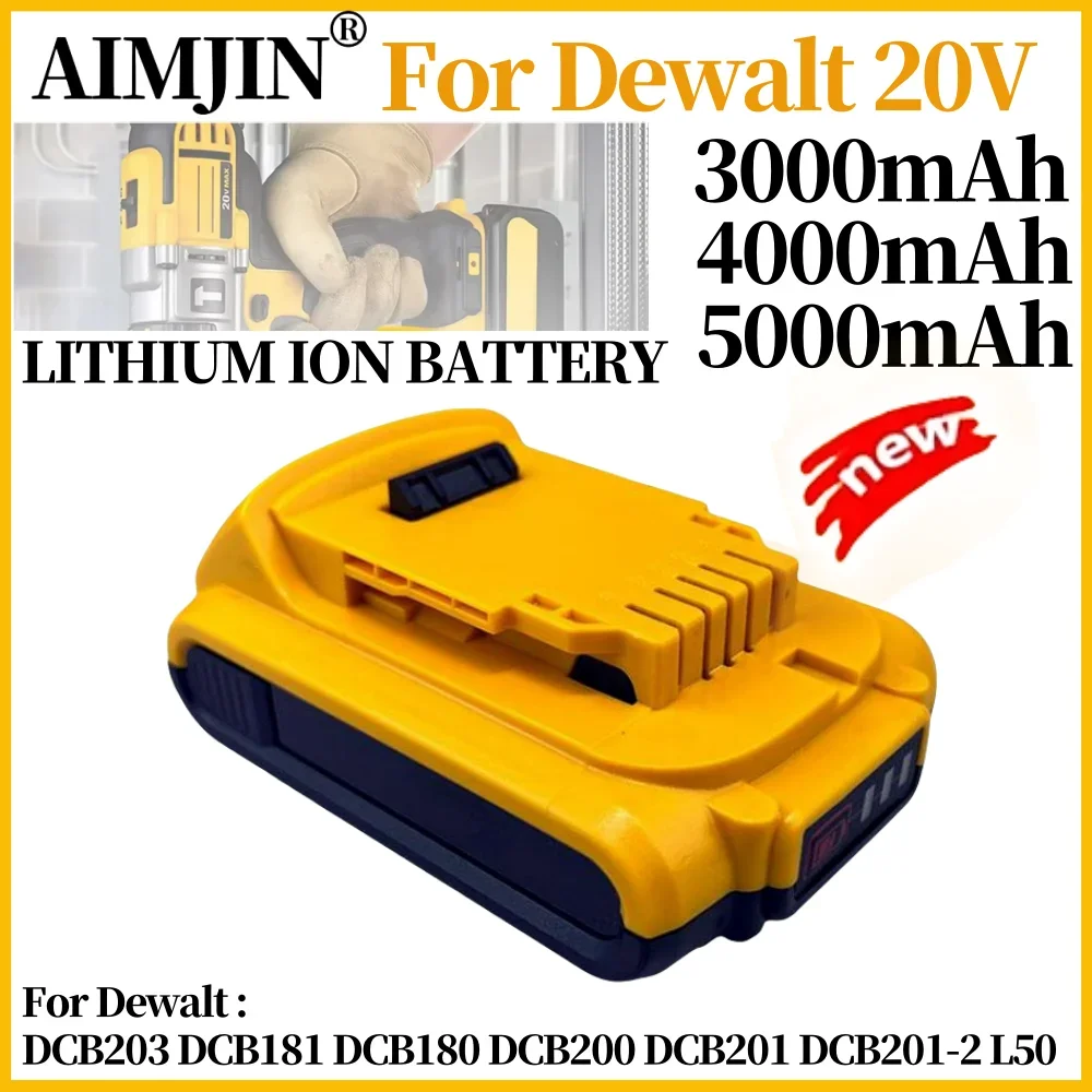 

20V 3000/4000/5000mAh DCB200 Li-ion Rechargeable Power Tool Battery for Dewalt DCB203 DCB181 DCB180 DCB200 DCB201 DCB201-2 L50