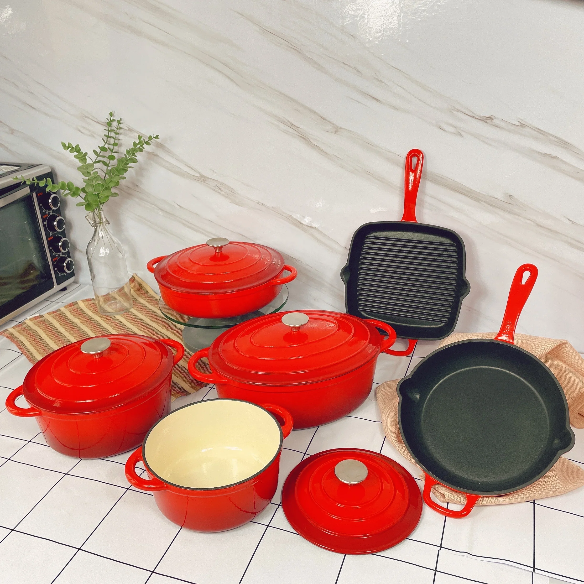 High Quality Cast Iron Enamel Dutch Oven Casserole Set Cookware Cast Iron Enamel Pot