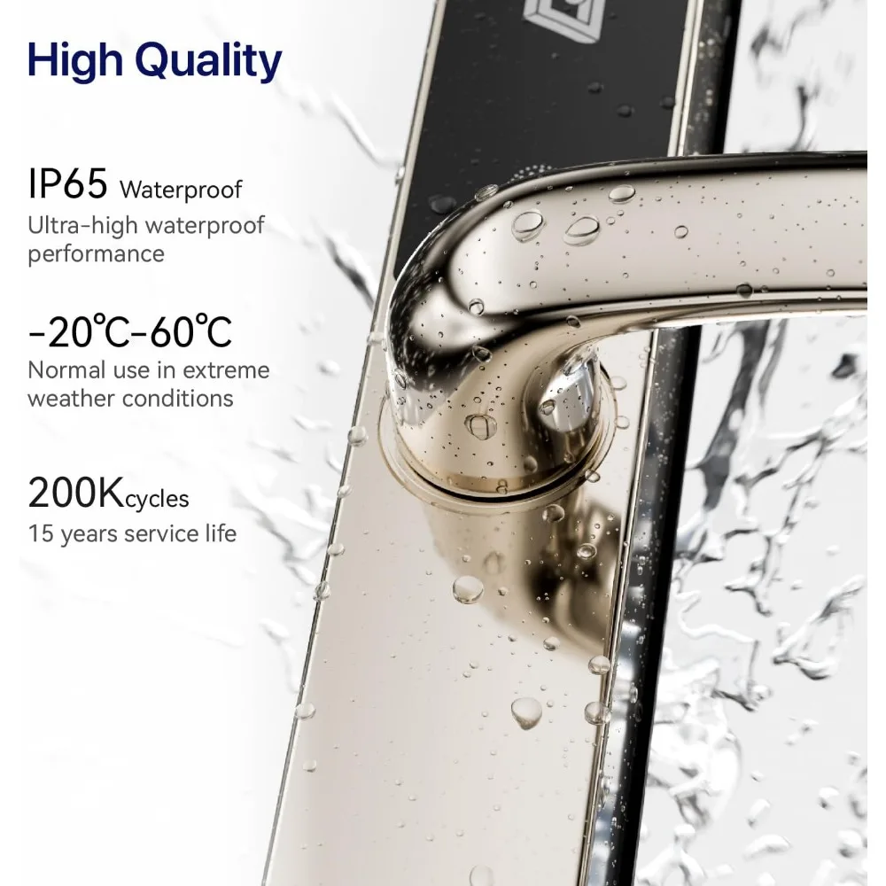 مقبض باب ذكي بدون مفتاح لأمن المنزل، والتحكم في التطبيقات، وبطاقة المفاتيح، وقفل/فتح عن بعد (كروم ساتان) #5