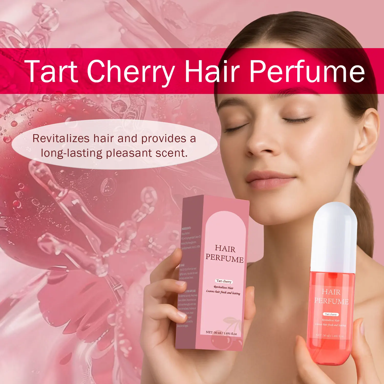 

50 мл туман для тела Tart Cherry для женщин, освежение волос, дезодорант-спрей для тела и подушек, парфюм, стойкий ароматный спрей для тела