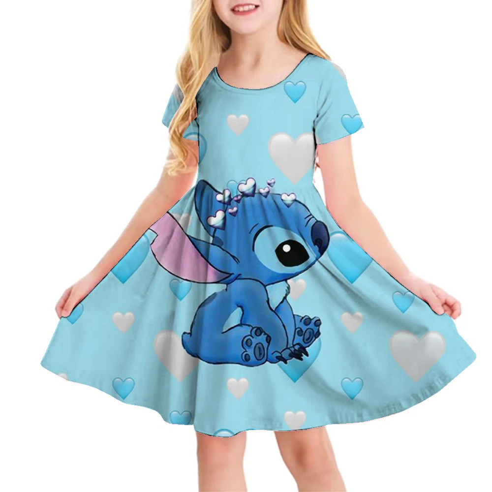 

Лидер продаж, детское платье с принтом Disney Stitch, платья принцессы для девочек на день рождения, летняя повседневная мягкая детская милая одежда, топ