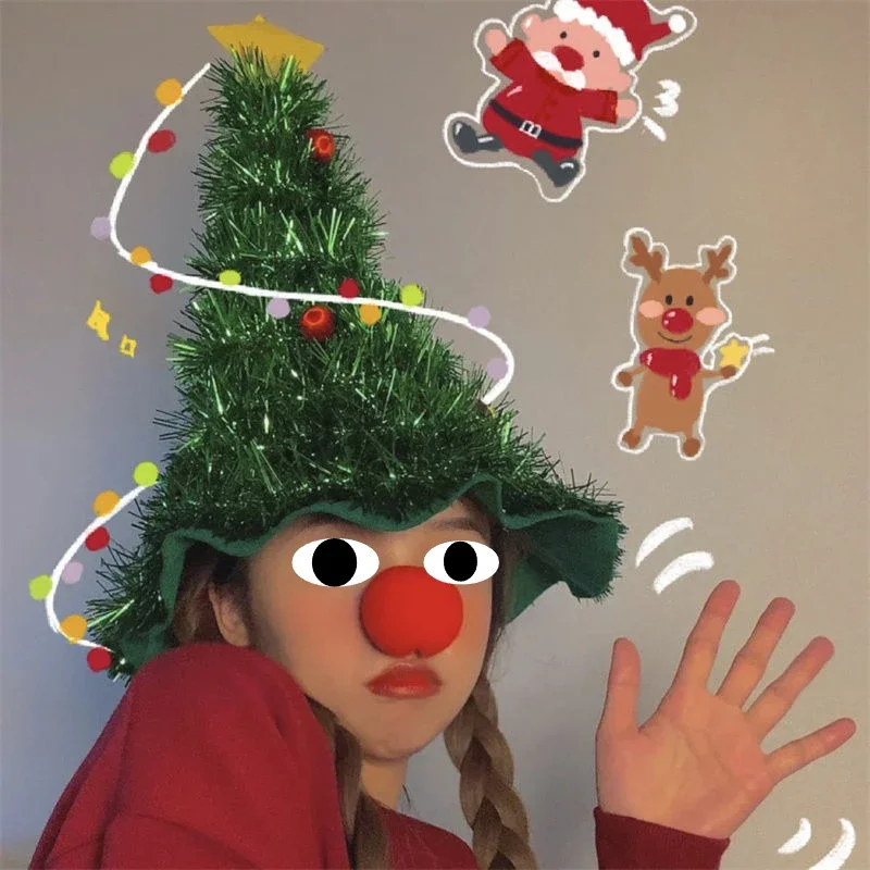 Christmas Tree Hat Decoration Christmas Gift Photo Props Party Dress Up Girlfriends Girl Selfie Props