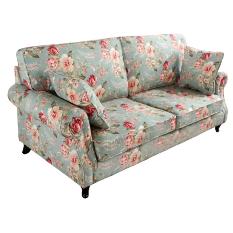 American cotton and linen simple French double triple Mediterranean fabric pastoral living room sofa