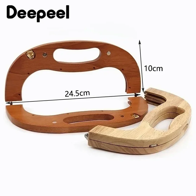 1/2 buah Deepeel 24cm tas pegangan kayu dompet bingkai penutup ciuman gesper tas tangan wanita jahit braket tas rajut Aksesori DIY