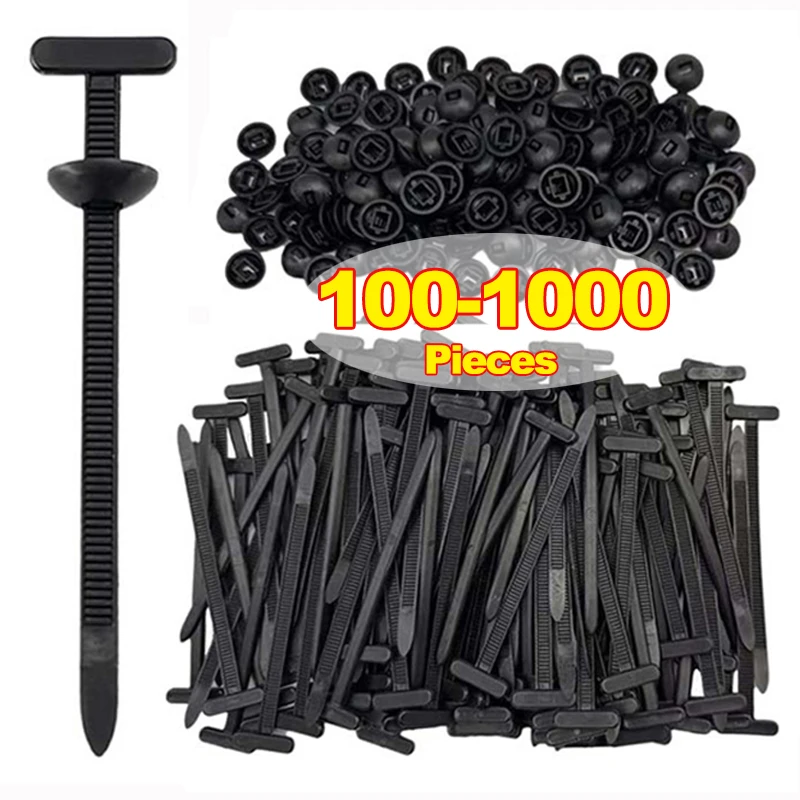 Heavy Duty Nylon Cable Tie Buckle Through-Core Fixed Nail Cable Ties Buckle for Car Mudguard Fender Inner Lining Trunk Zip Ties