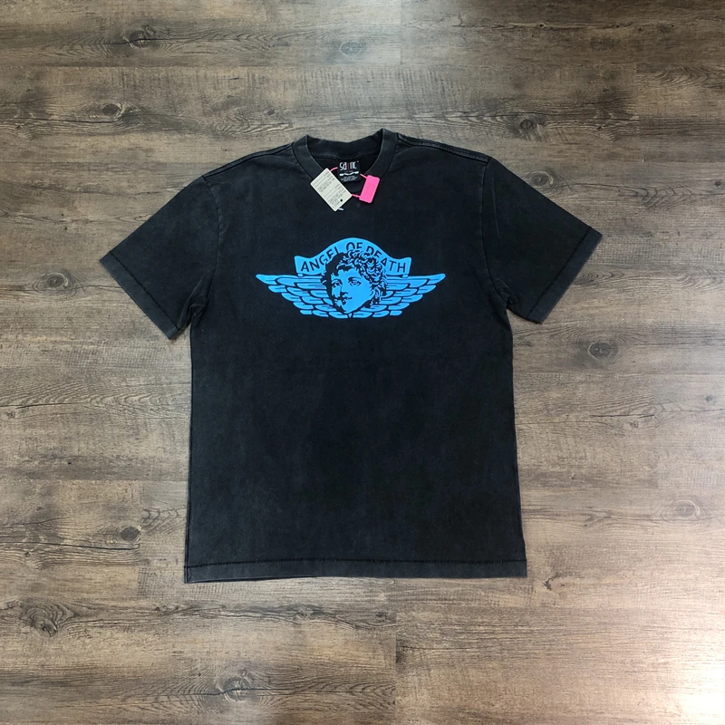 

Frog Drift SAINT Of MICHAEL 1:1 Streetwear Angel Graphics Printed Tee Loose Oversize 100%Cotton Tops Vintage T Shirt For Men