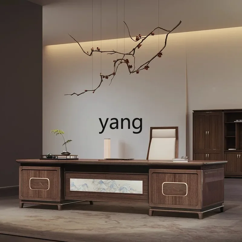 LMM，new Chinese style high-end atmosphere office furniture ebony solid wood table