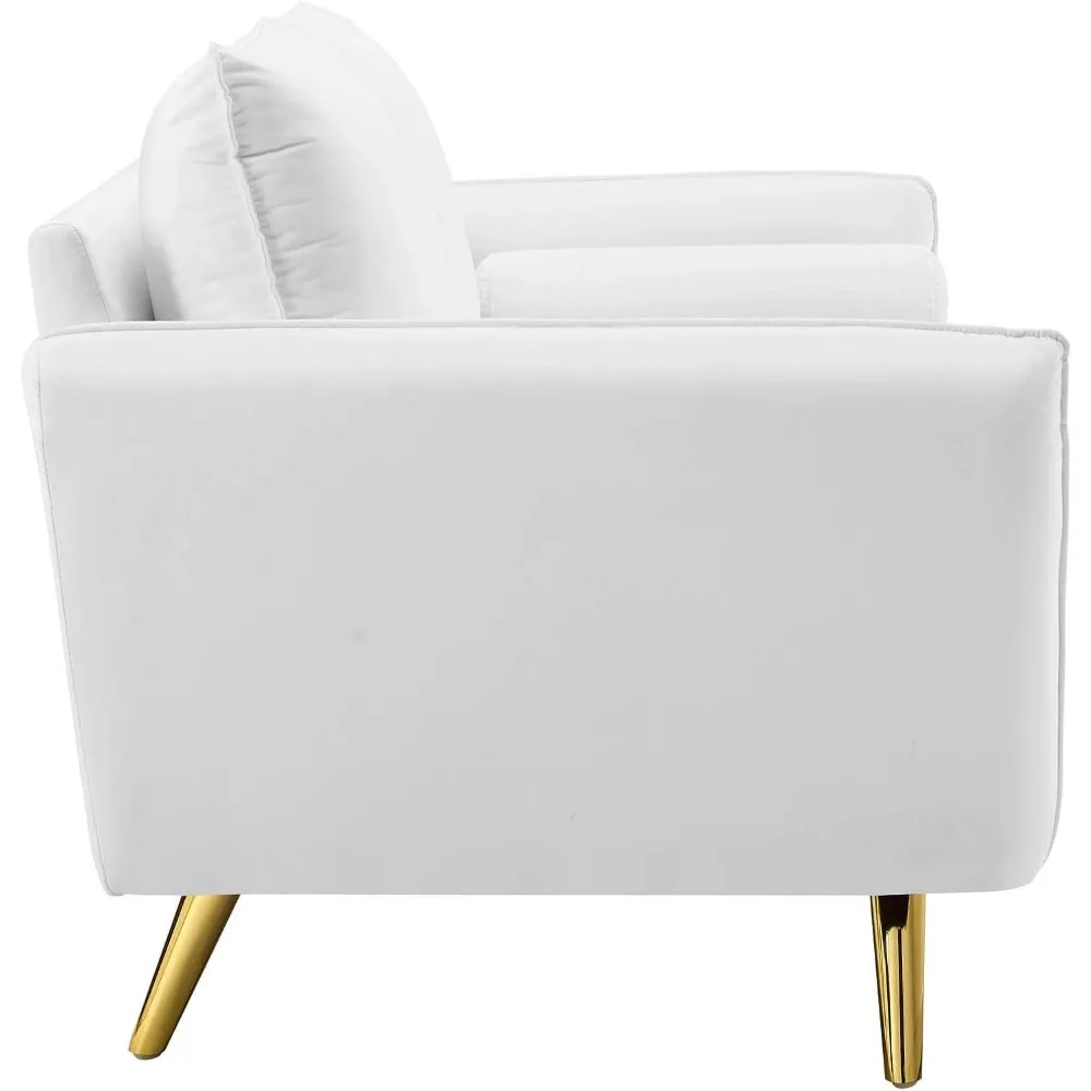 "sofá de desempenho de veludo branco, 32,5 polegadas de largura, 72 polegadas de comprimento, 33,5 polegadas de altura"