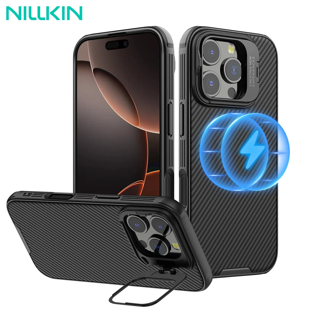 Nillkin For iPhone 16 Pro Max Magsafe Case CamShield Prop Anti Shockproof Magnetic Back Cover With Lens Holder For iPhone 16 Pro